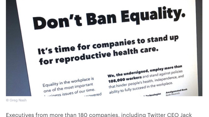 180 companies condemn state abortion restrictions in New York Times ad