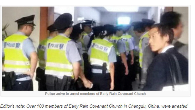 Police arrive to arrest members of Early Rain Covenant Church