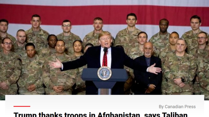 Trump thanks troops in Afghanistan, says Taliban want a deal