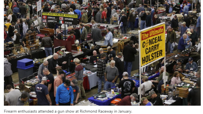 firearm enthusiasts attended a gun show at Richmond Raceway in january