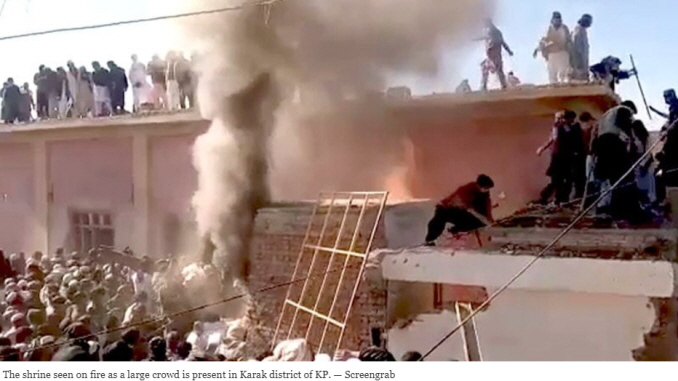 Mob vandalises, burns down shrine of Hindu saint in KP's Karak