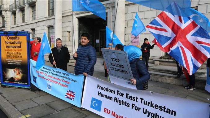 Protest held in London against oppression of Uighurs 20210423