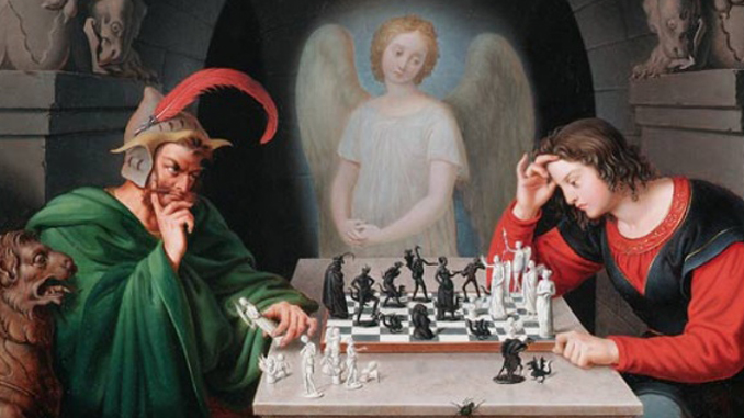 20211117 Satan playing at chess with man for his soul